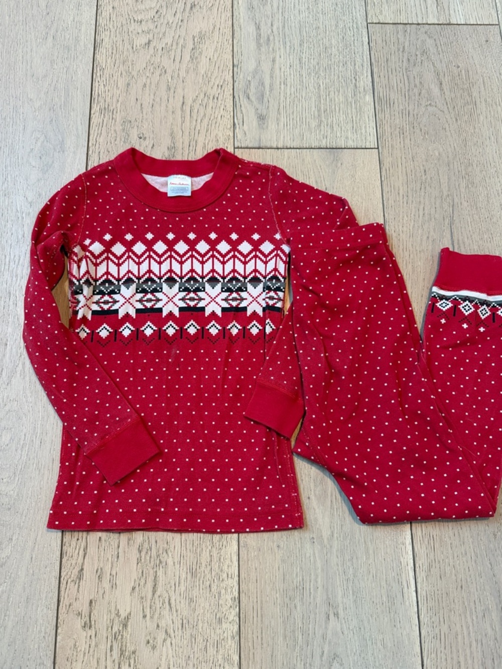 Hanna Andersson Red Fair Isle Long-Sleeve Pajama Set